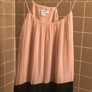 BarIII pleated black and peach pleated strap top